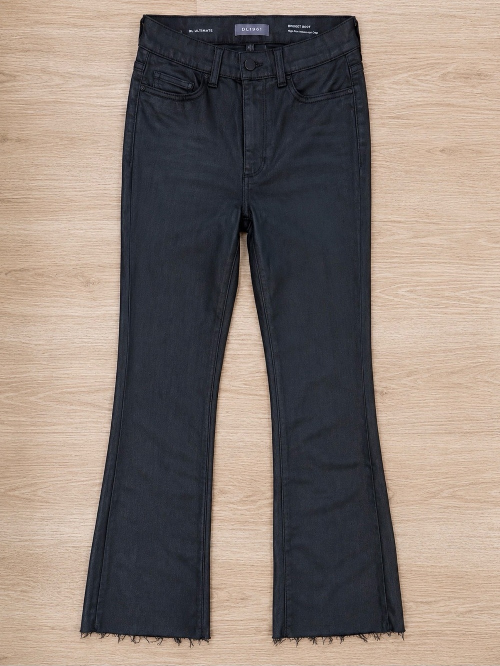 DL1961 Black Flare Jeans with Raw Hem